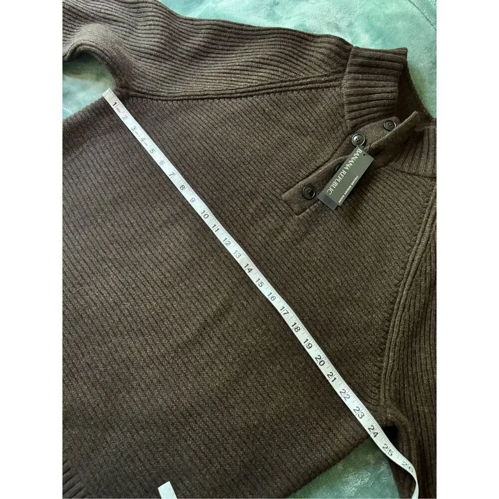 Banana Republic  Men’s Brown Wool Blend Half Button Sweater XL NWT
